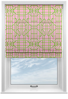 Bamboo Candy, Green Pink - Motorised Roman Blind